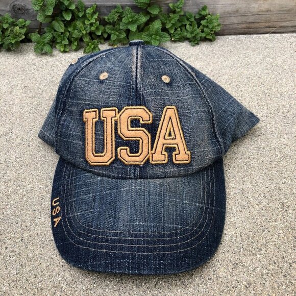 Unbranded Other - Vintage USA Denim Baseball Hat Men's Blue Adjustable Cap Retro
